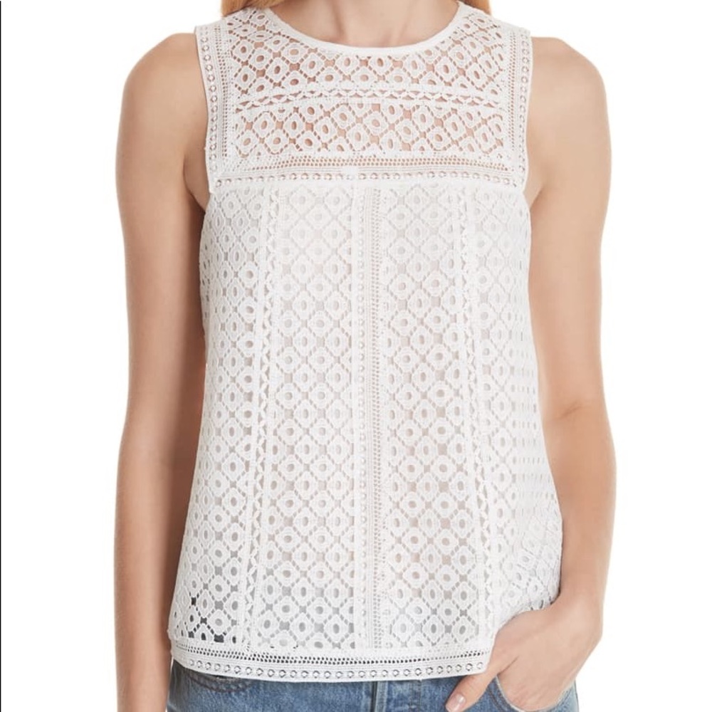Joie Esrel Eyelet Sleeveless White Top